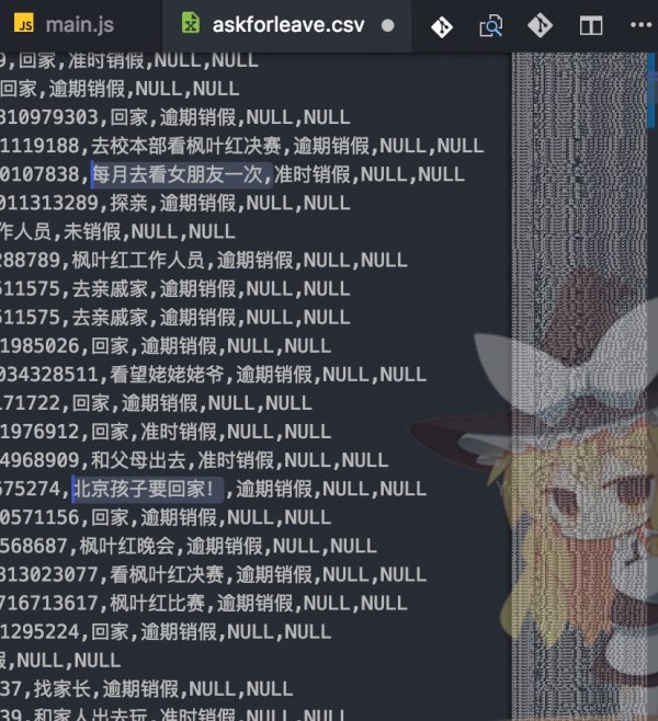 askforleave.csv 的请假理由
